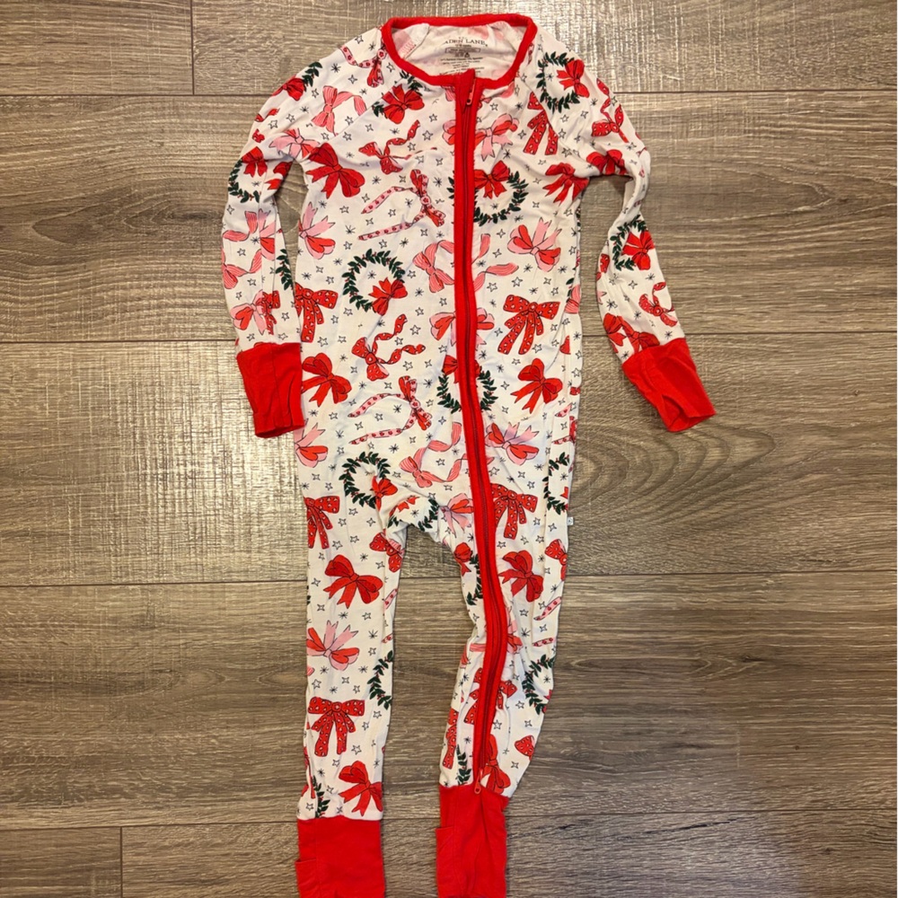Caden Lane Red and White Kids Footie